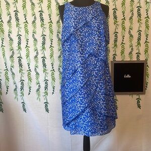 Size 10P Ann Taylor Blue/White Layered Dress A5